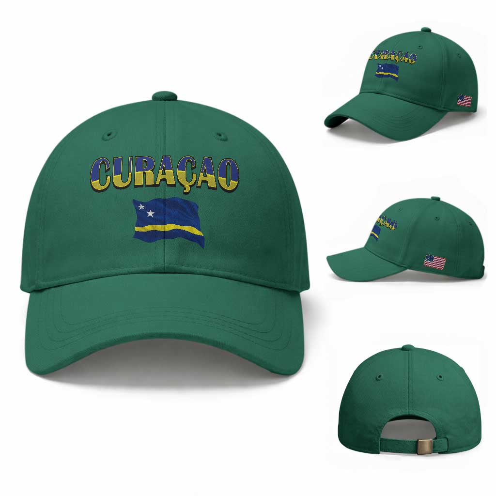 Vintage Curacao Flag Baseball Cap Dutch Caribbean Heritage Gift