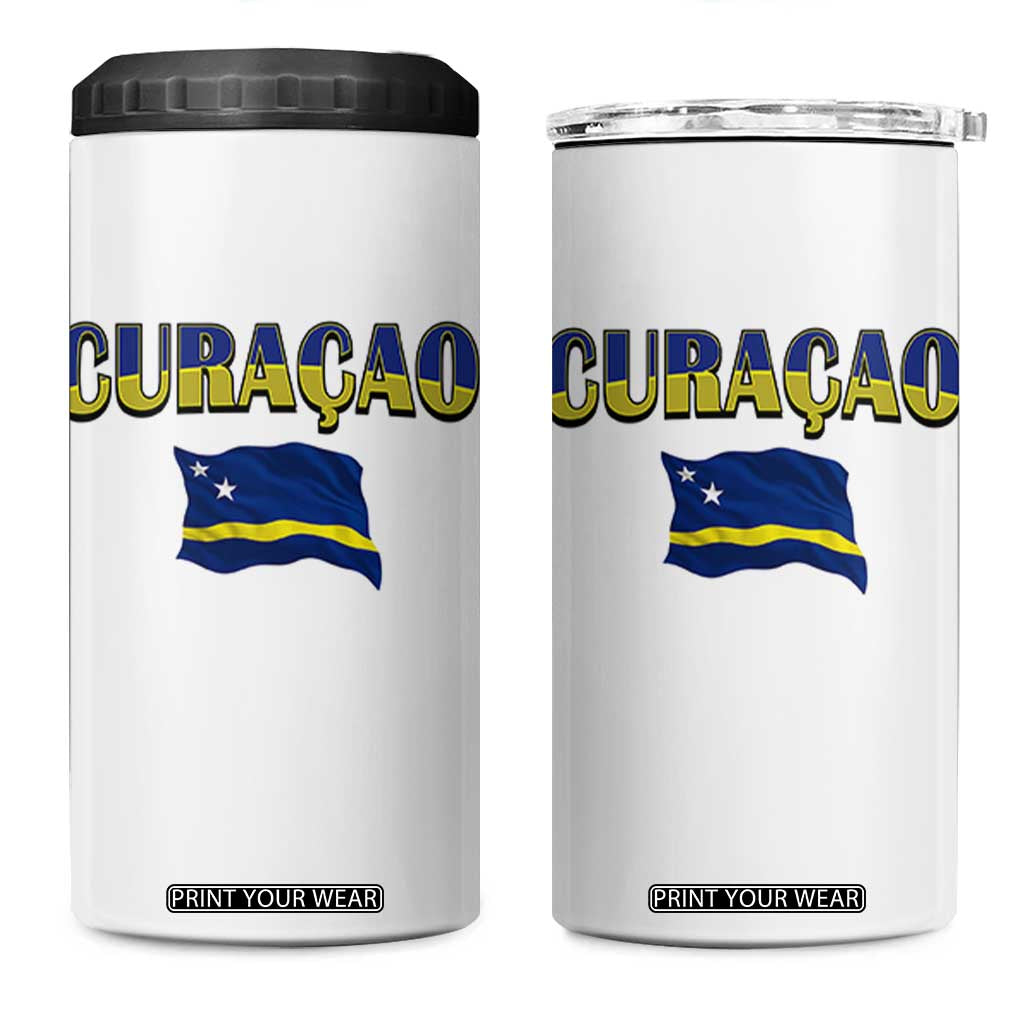 Vintage Curacao Flag 4 in 1 Can Cooler Tumbler Dutch Caribbean Heritage Gift