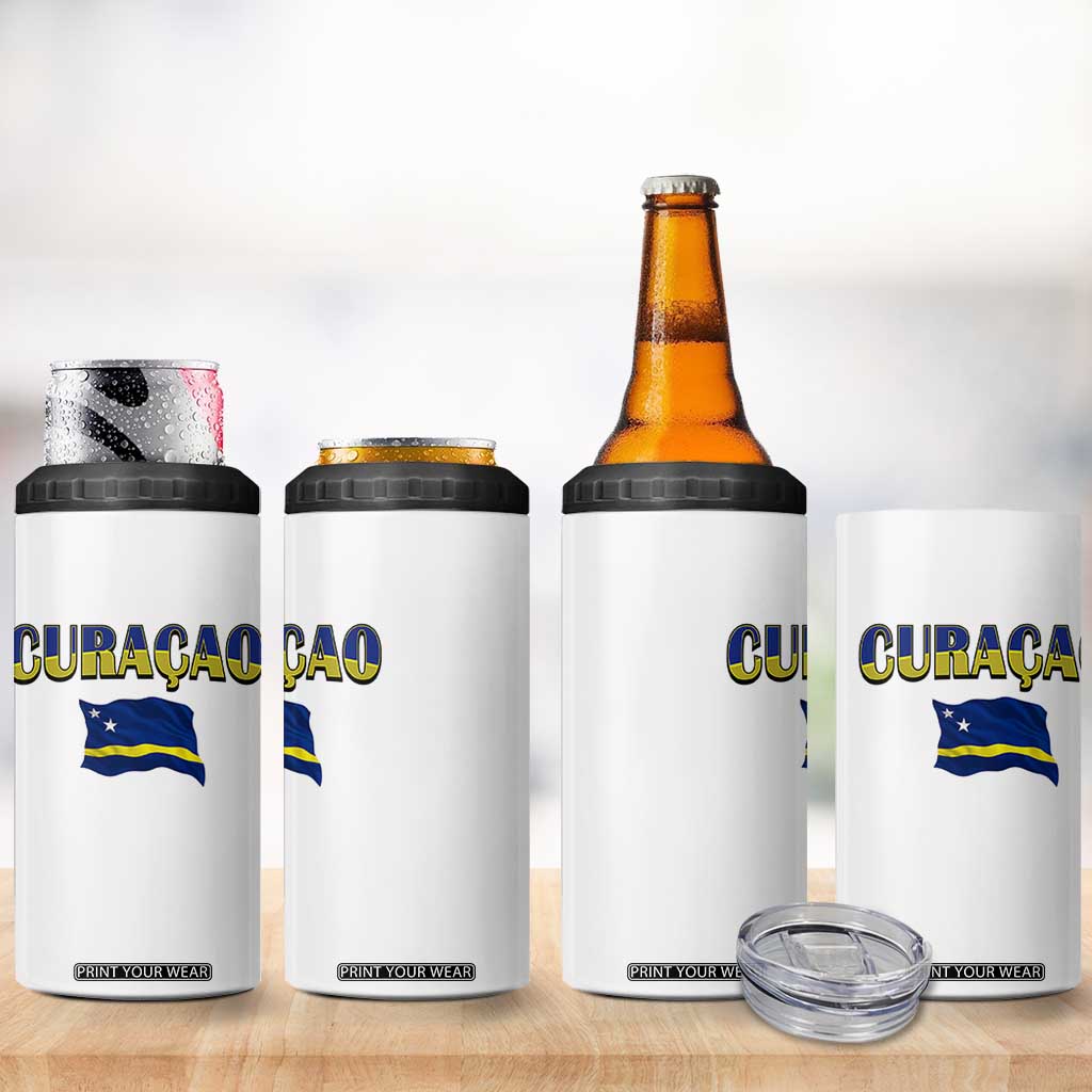 Vintage Curacao Flag 4 in 1 Can Cooler Tumbler Dutch Caribbean Heritage Gift