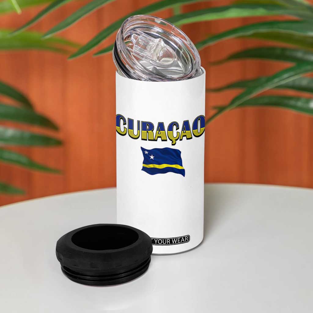 Vintage Curacao Flag 4 in 1 Can Cooler Tumbler Dutch Caribbean Heritage Gift