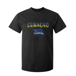 Vintage Curacao Flag T Shirt For Kid Dutch Caribbean Heritage Gift