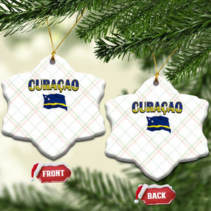 Vintage Curacao Flag Ceramic Ornament Dutch Caribbean Heritage Gift