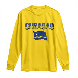 Vintage Curacao Flag Long Sleeve Shirt Dutch Caribbean Heritage Gift