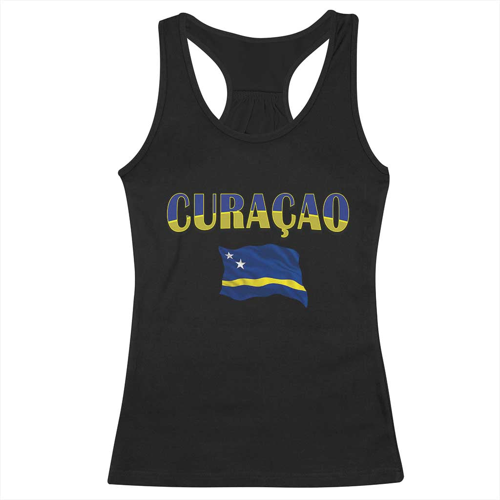 Vintage Curacao Flag Racerback Tank Top Dutch Caribbean Heritage Gift