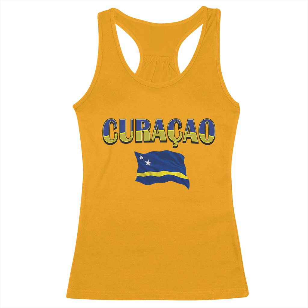 Vintage Curacao Flag Racerback Tank Top Dutch Caribbean Heritage Gift