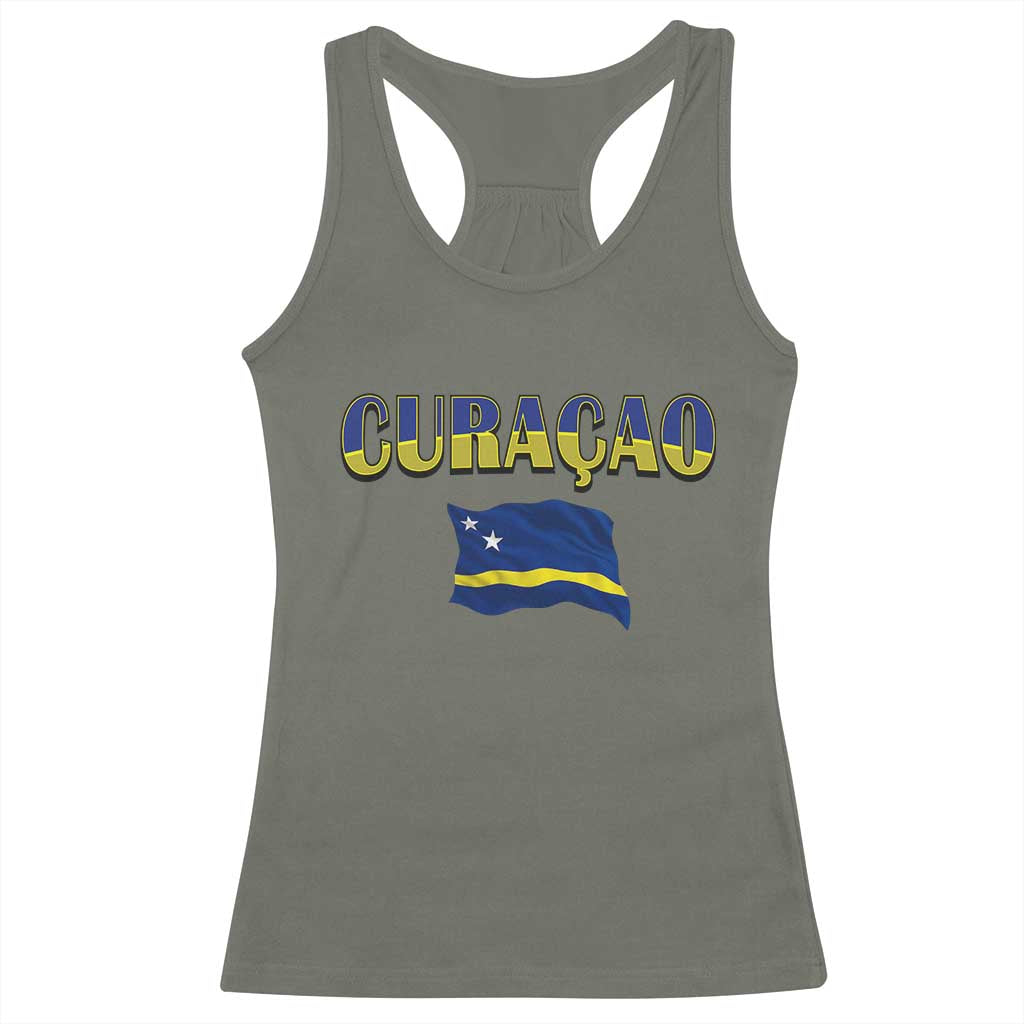 Vintage Curacao Flag Racerback Tank Top Dutch Caribbean Heritage Gift