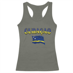 Vintage Curacao Flag Racerback Tank Top Dutch Caribbean Heritage Gift