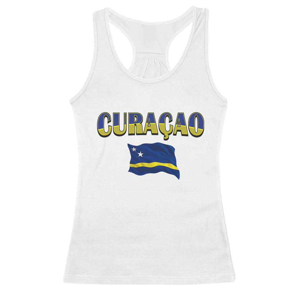 Vintage Curacao Flag Racerback Tank Top Dutch Caribbean Heritage Gift TS12 White Print Your Wear