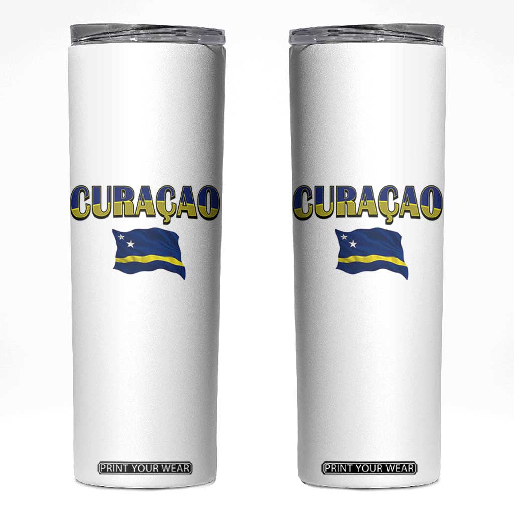 Vintage Curacao Flag Skinny Tumbler Dutch Caribbean Heritage Gift