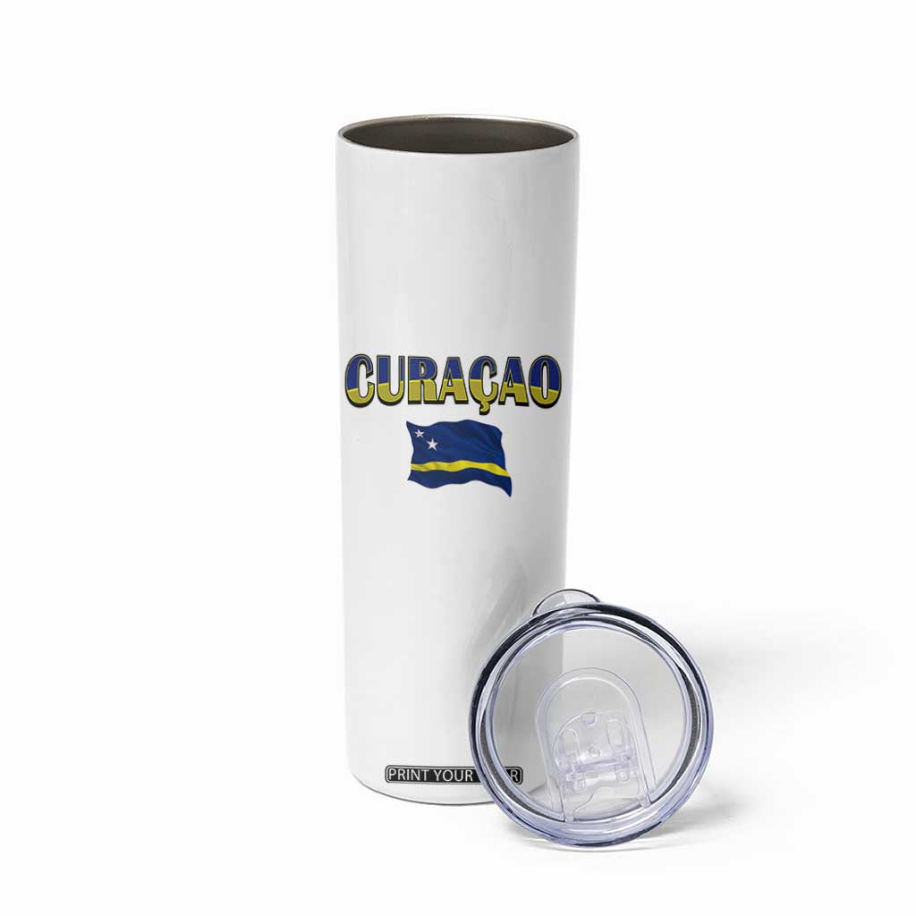 Vintage Curacao Flag Skinny Tumbler Dutch Caribbean Heritage Gift