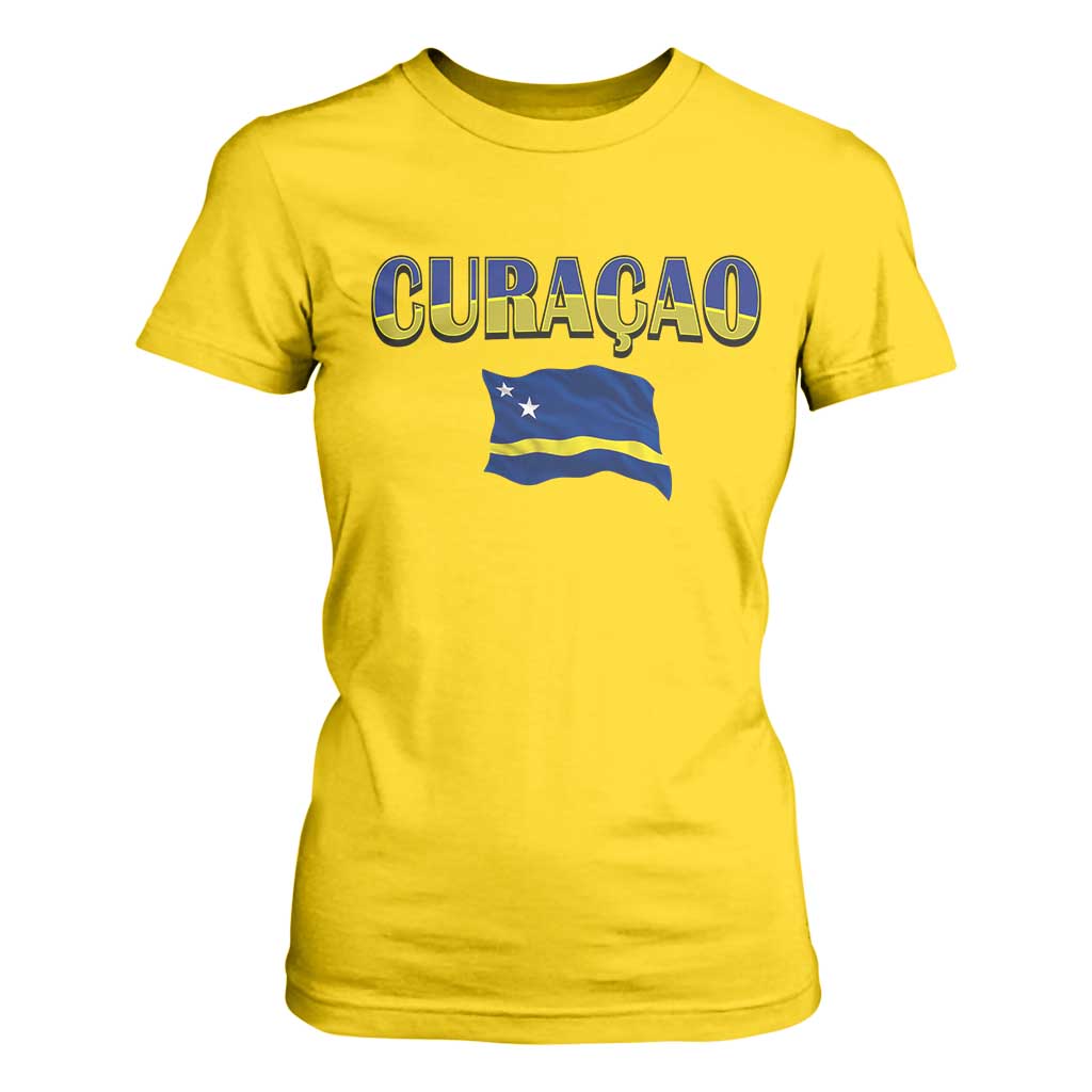 Vintage Curacao Flag T Shirt For Women Dutch Caribbean Heritage Gift
