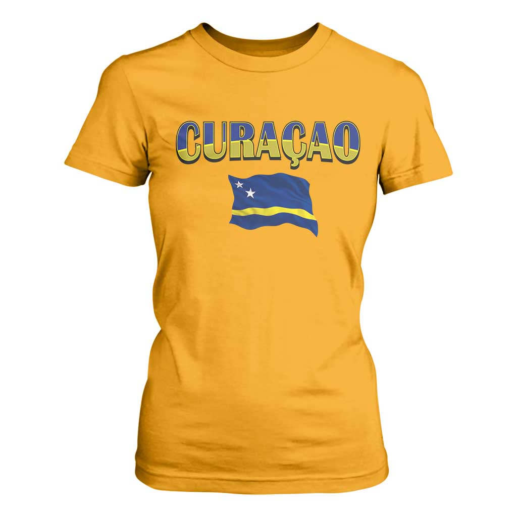 Vintage Curacao Flag T Shirt For Women Dutch Caribbean Heritage Gift