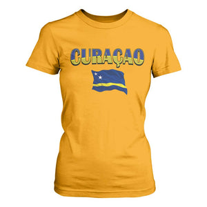 Vintage Curacao Flag T Shirt For Women Dutch Caribbean Heritage Gift