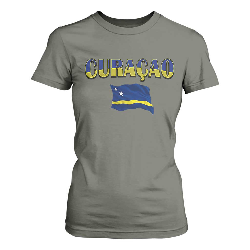 Vintage Curacao Flag T Shirt For Women Dutch Caribbean Heritage Gift