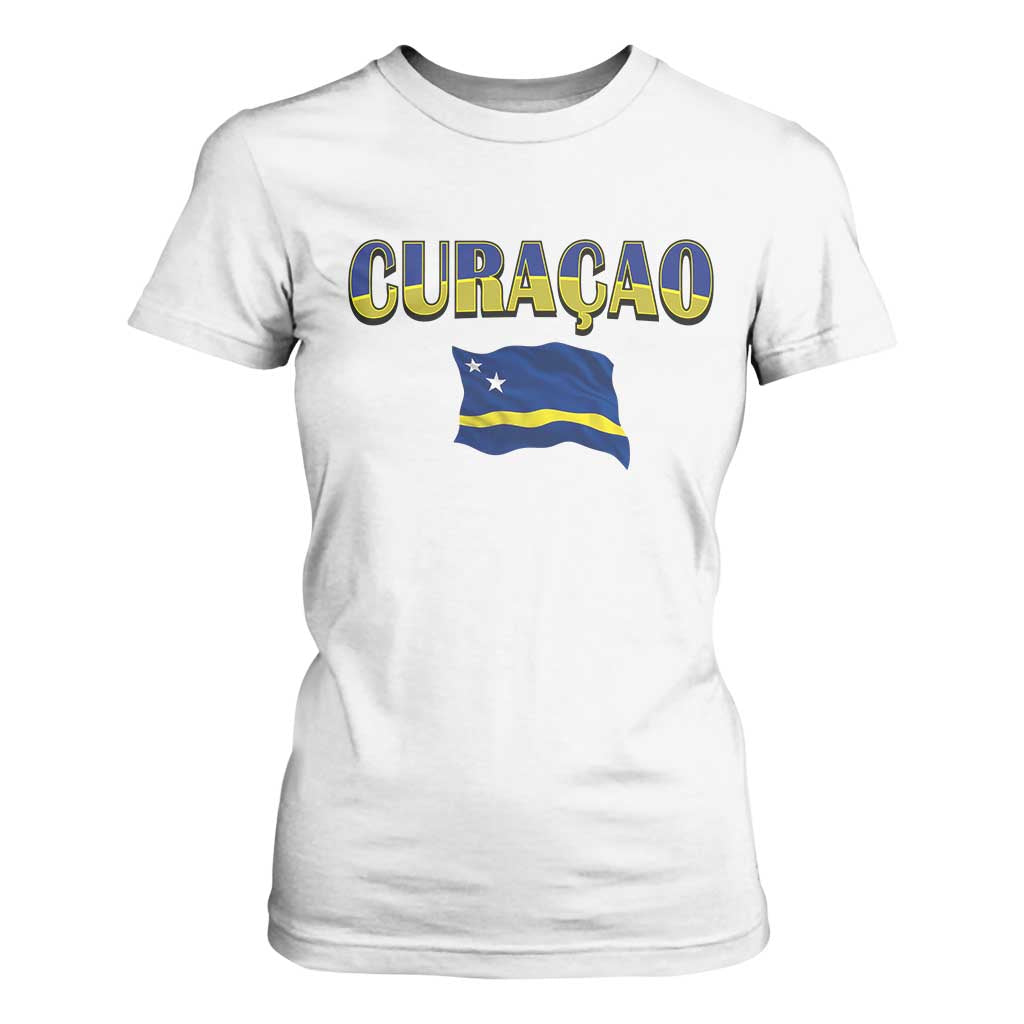 Vintage Curacao Flag T Shirt For Women Dutch Caribbean Heritage Gift
