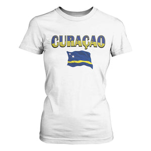 Vintage Curacao Flag T Shirt For Women Dutch Caribbean Heritage Gift
