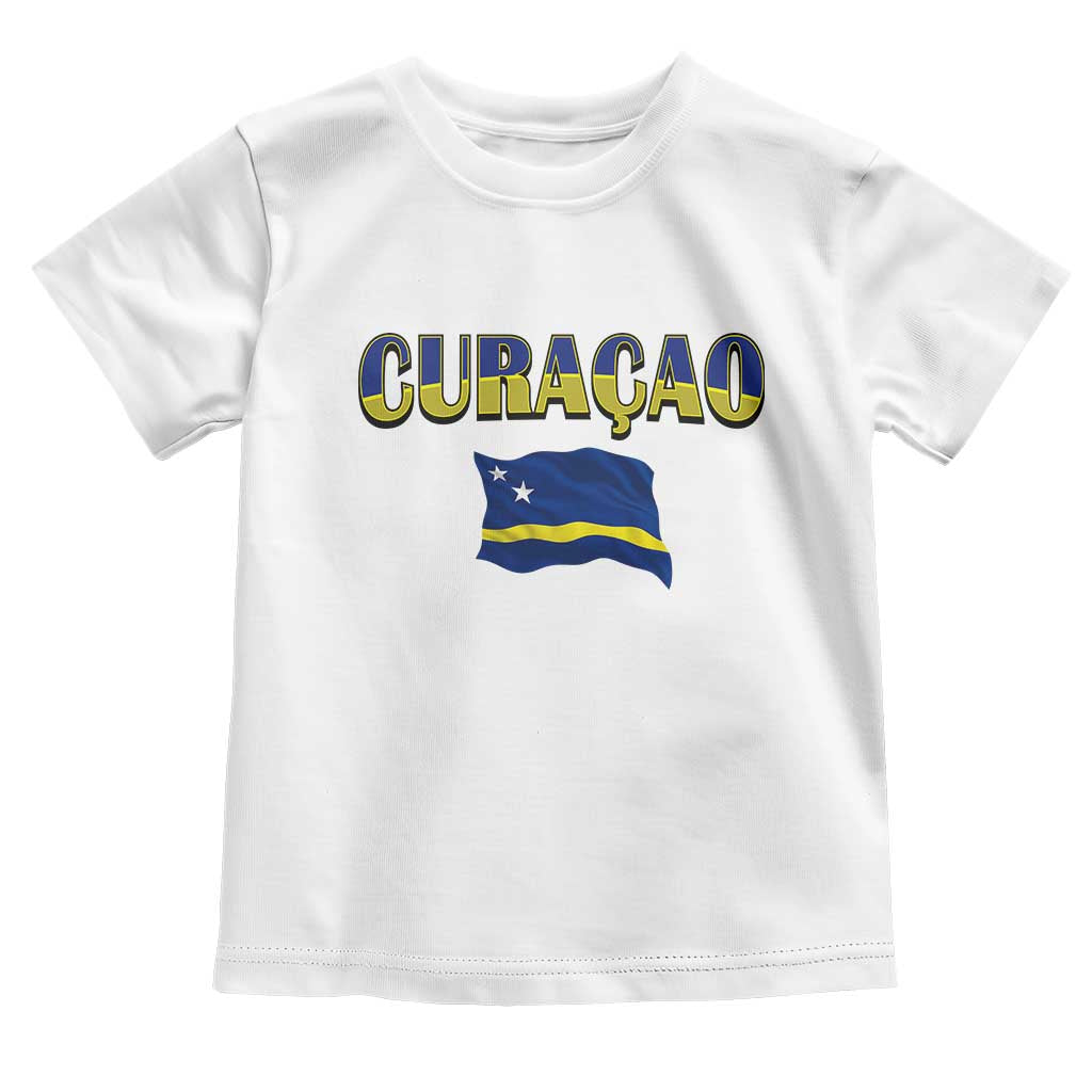 Vintage Curacao Flag Toddler T Shirt Dutch Caribbean Heritage Gift TS12 White Print Your Wear