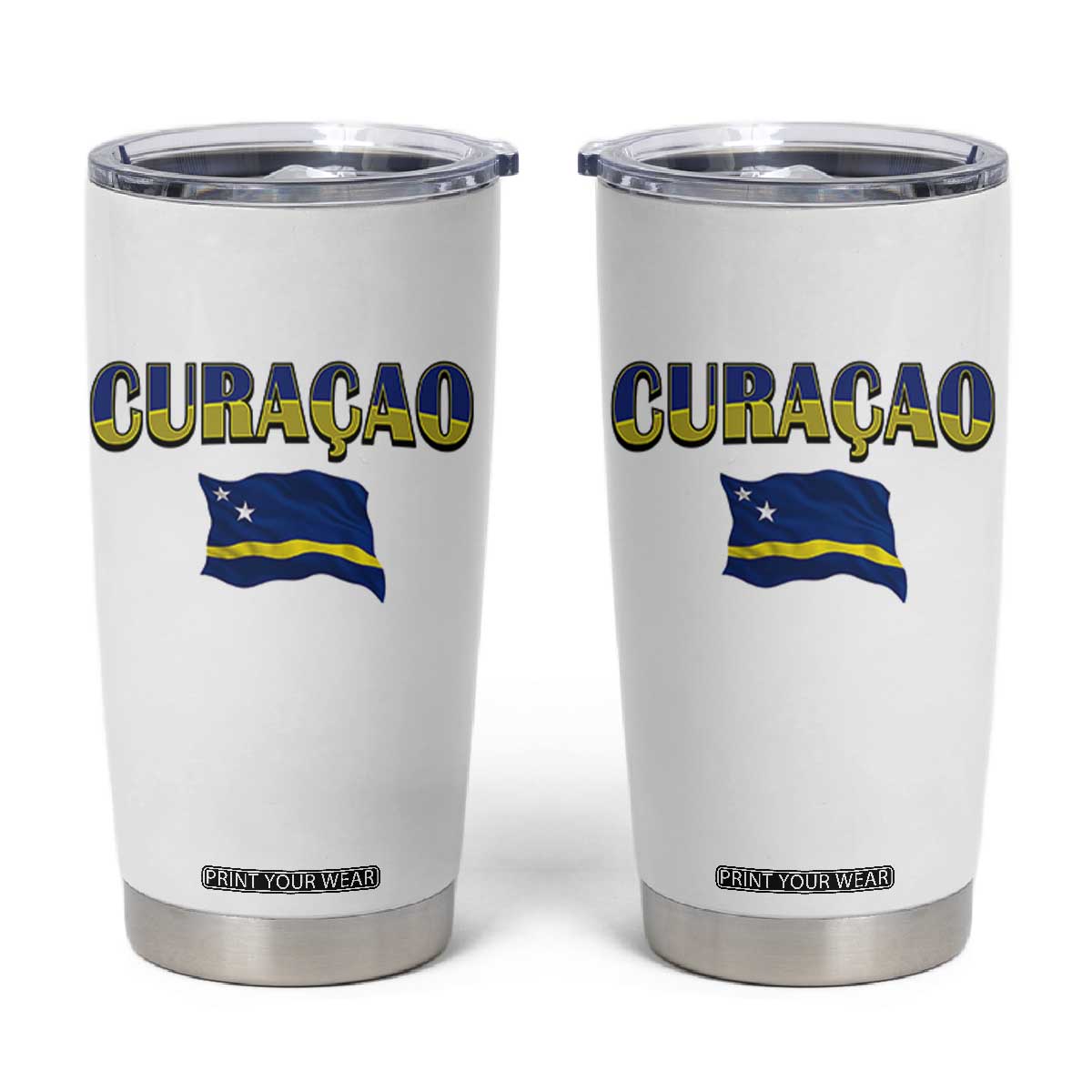 Vintage Curacao Flag Tumbler Cup Dutch Caribbean Heritage Gift
