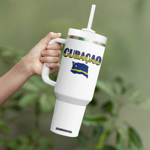 Vintage Curacao Flag Tumbler With Handle Dutch Caribbean Heritage Gift