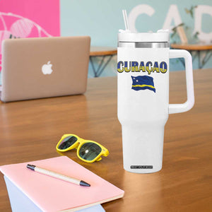 Vintage Curacao Flag Tumbler With Handle Dutch Caribbean Heritage Gift