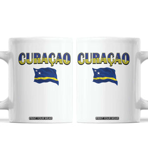 Vintage Curacao Flag Coffee Mug Dutch Caribbean Heritage Gift