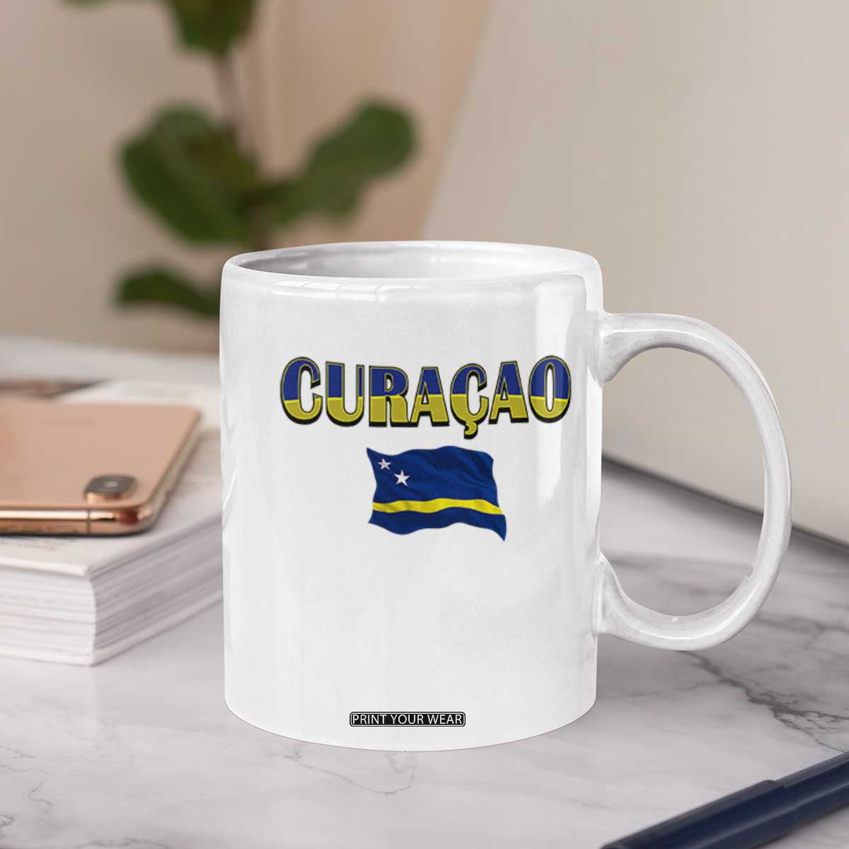 Vintage Curacao Flag Coffee Mug Dutch Caribbean Heritage Gift