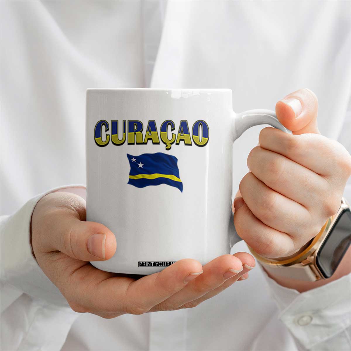 Vintage Curacao Flag Coffee Mug Dutch Caribbean Heritage Gift
