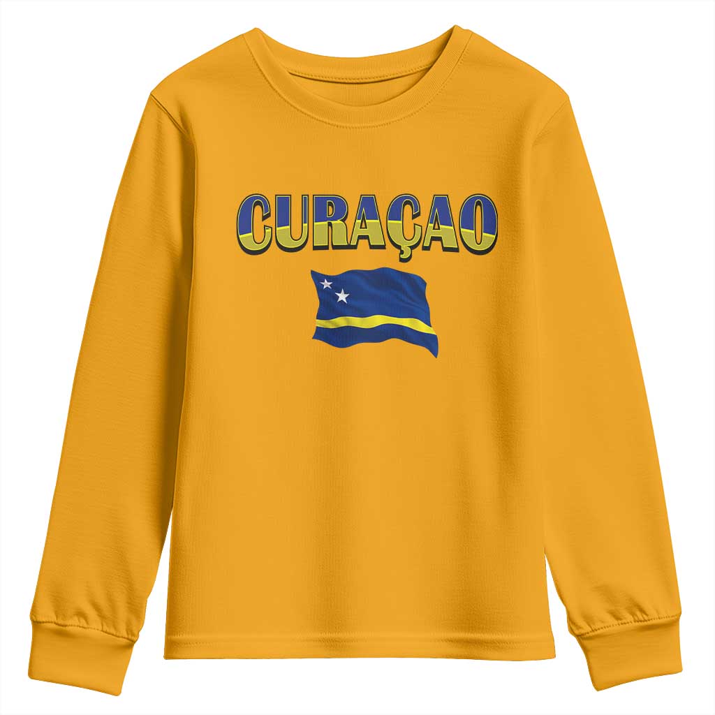 Vintage Curacao Flag Youth Sweatshirt Dutch Caribbean Heritage Gift