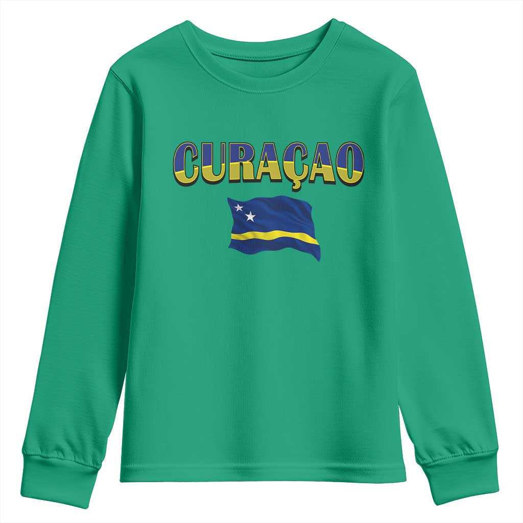 Vintage Curacao Flag Youth Sweatshirt Dutch Caribbean Heritage Gift