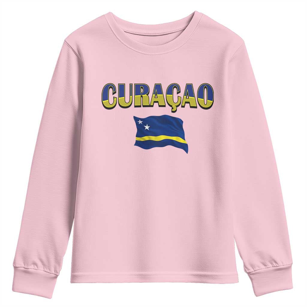 Vintage Curacao Flag Youth Sweatshirt Dutch Caribbean Heritage Gift