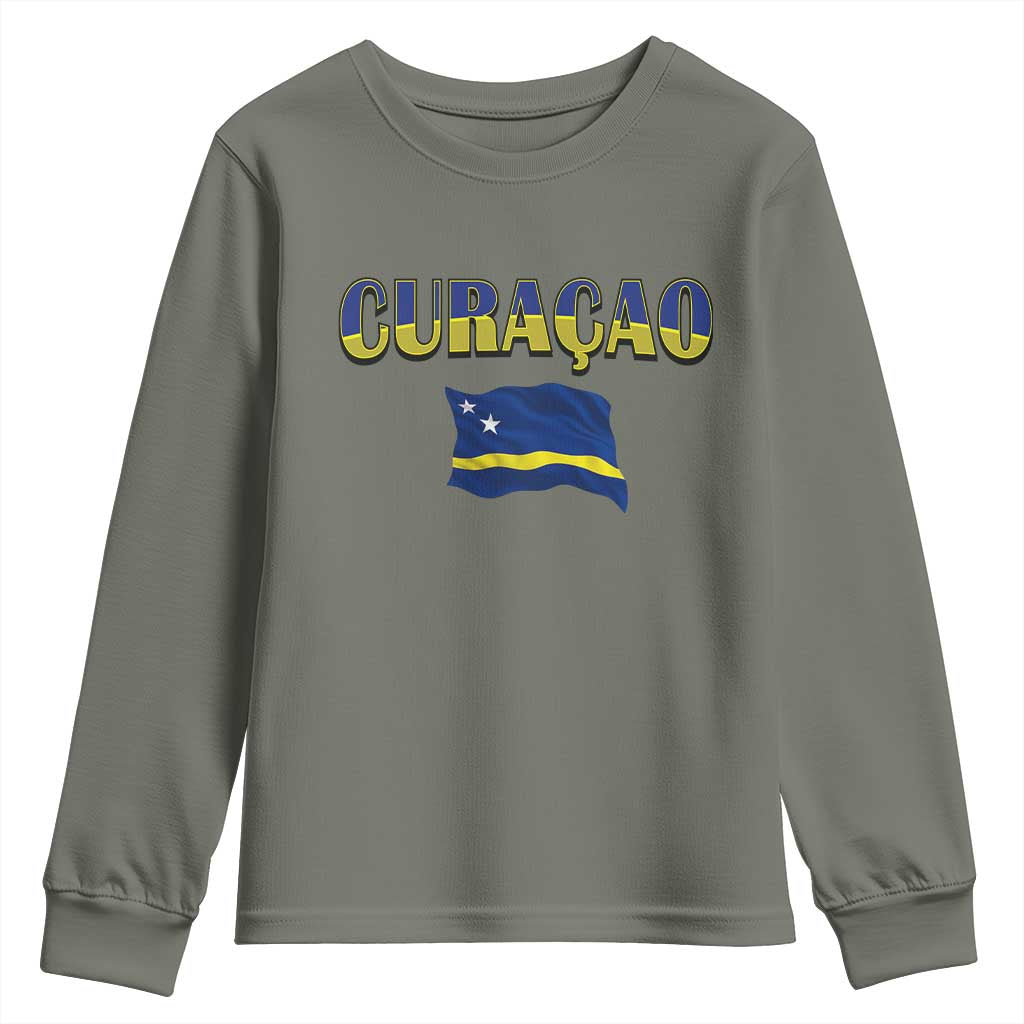 Vintage Curacao Flag Youth Sweatshirt Dutch Caribbean Heritage Gift