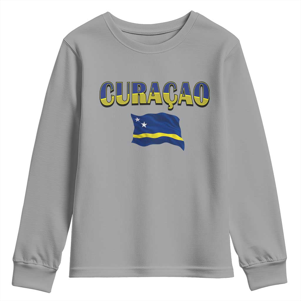 Vintage Curacao Flag Youth Sweatshirt Dutch Caribbean Heritage Gift