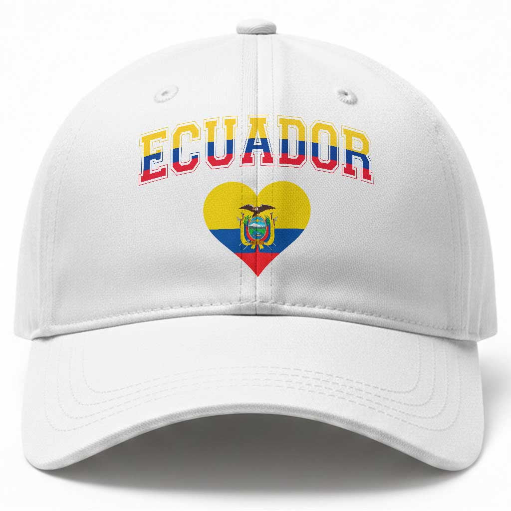 Vintage Ecuador Flag Heart Baseball Cap Proud Ecuadorian Heritage Gift