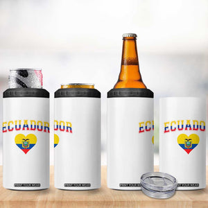 Vintage Ecuador Flag Heart 4 in 1 Can Cooler Tumbler Proud Ecuadorian Heritage Gift
