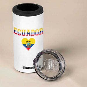 Vintage Ecuador Flag Heart 4 in 1 Can Cooler Tumbler Proud Ecuadorian Heritage Gift