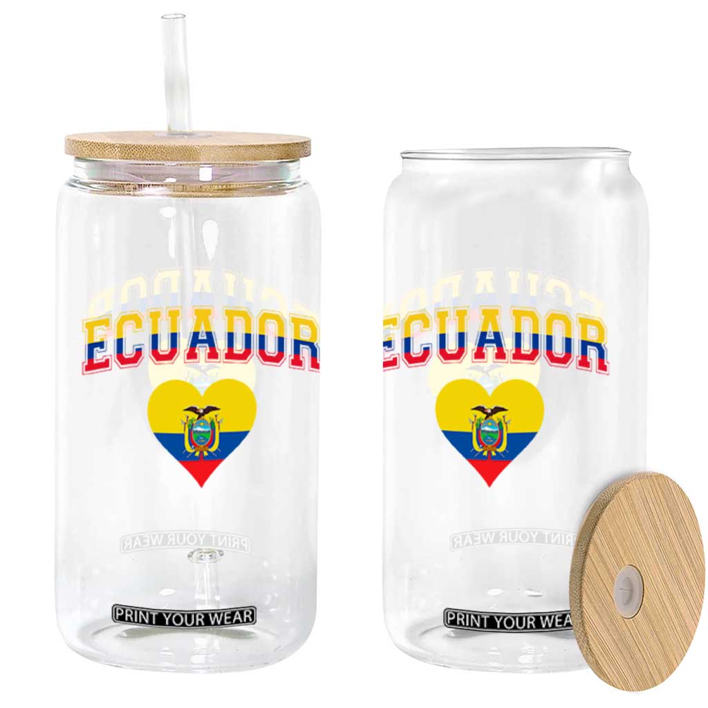 Vintage Ecuador Flag Heart Glass Can Proud Ecuadorian Heritage Gift