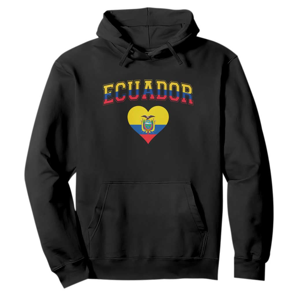 Vintage Ecuador Flag Heart Hoodie Proud Ecuadorian Heritage Gift