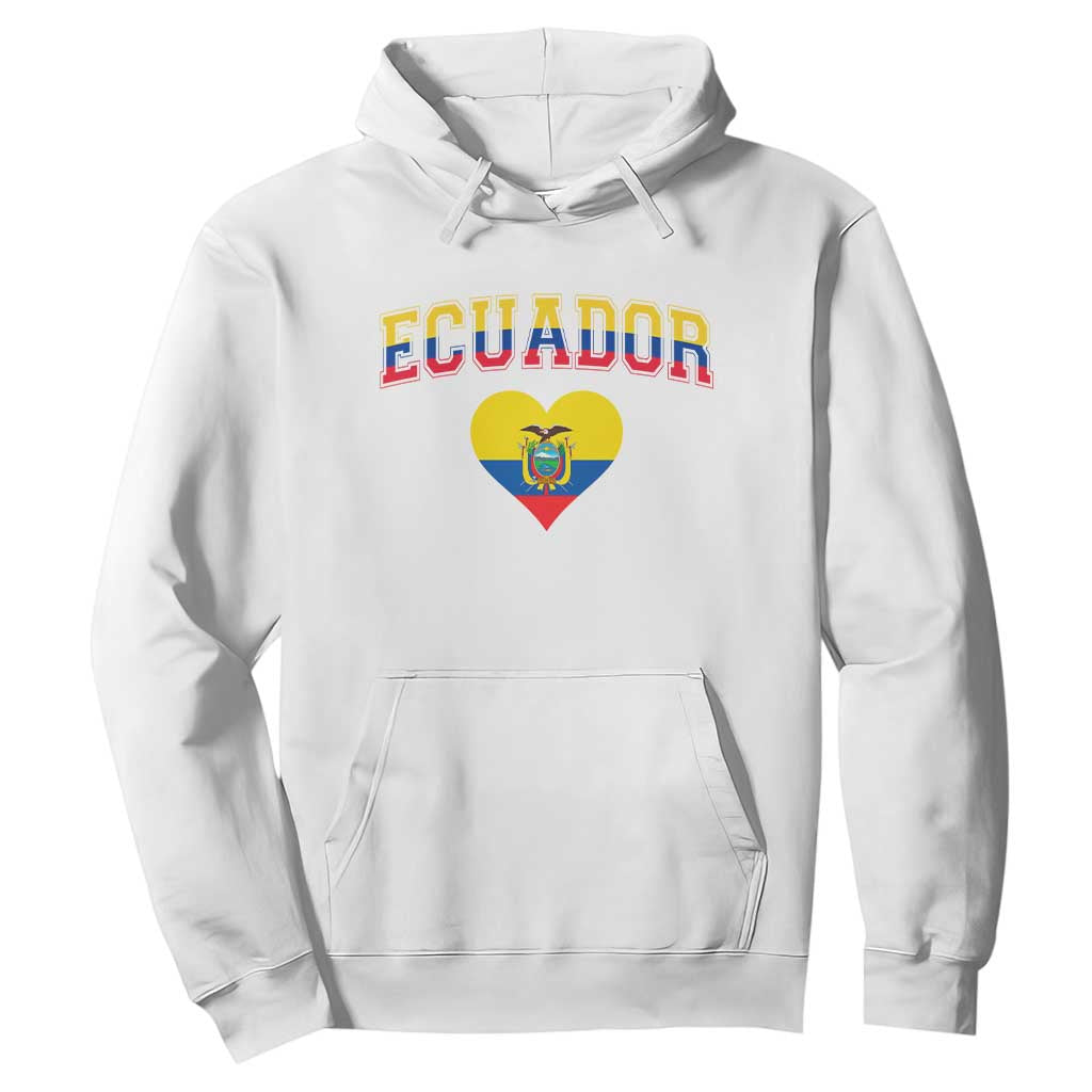 Vintage Ecuador Flag Heart Hoodie Proud Ecuadorian Heritage Gift