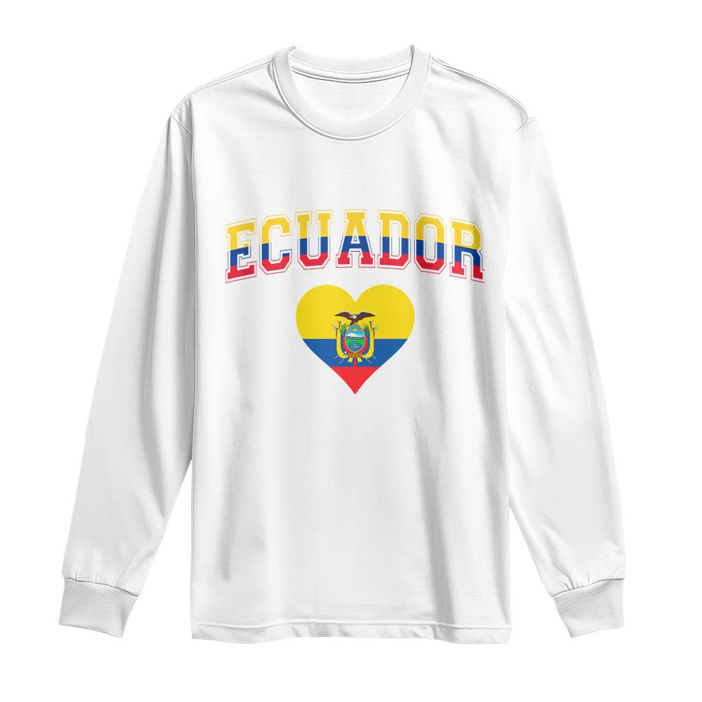 Vintage Ecuador Flag Heart Long Sleeve Shirt Proud Ecuadorian Heritage Gift