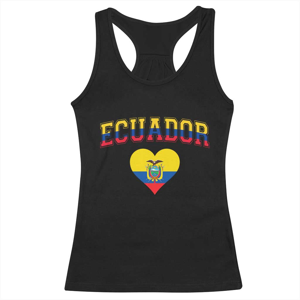 Vintage Ecuador Flag Heart Racerback Tank Top Proud Ecuadorian Heritage Gift