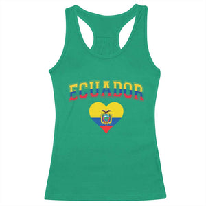 Vintage Ecuador Flag Heart Racerback Tank Top Proud Ecuadorian Heritage Gift