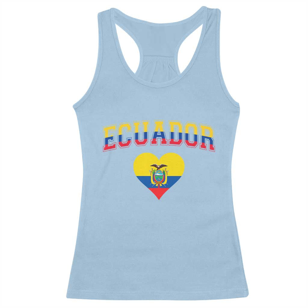Vintage Ecuador Flag Heart Racerback Tank Top Proud Ecuadorian Heritage Gift