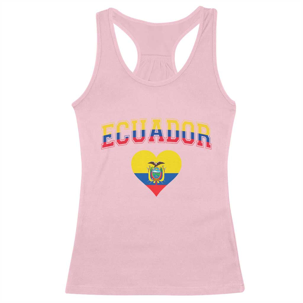 Vintage Ecuador Flag Heart Racerback Tank Top Proud Ecuadorian Heritage Gift