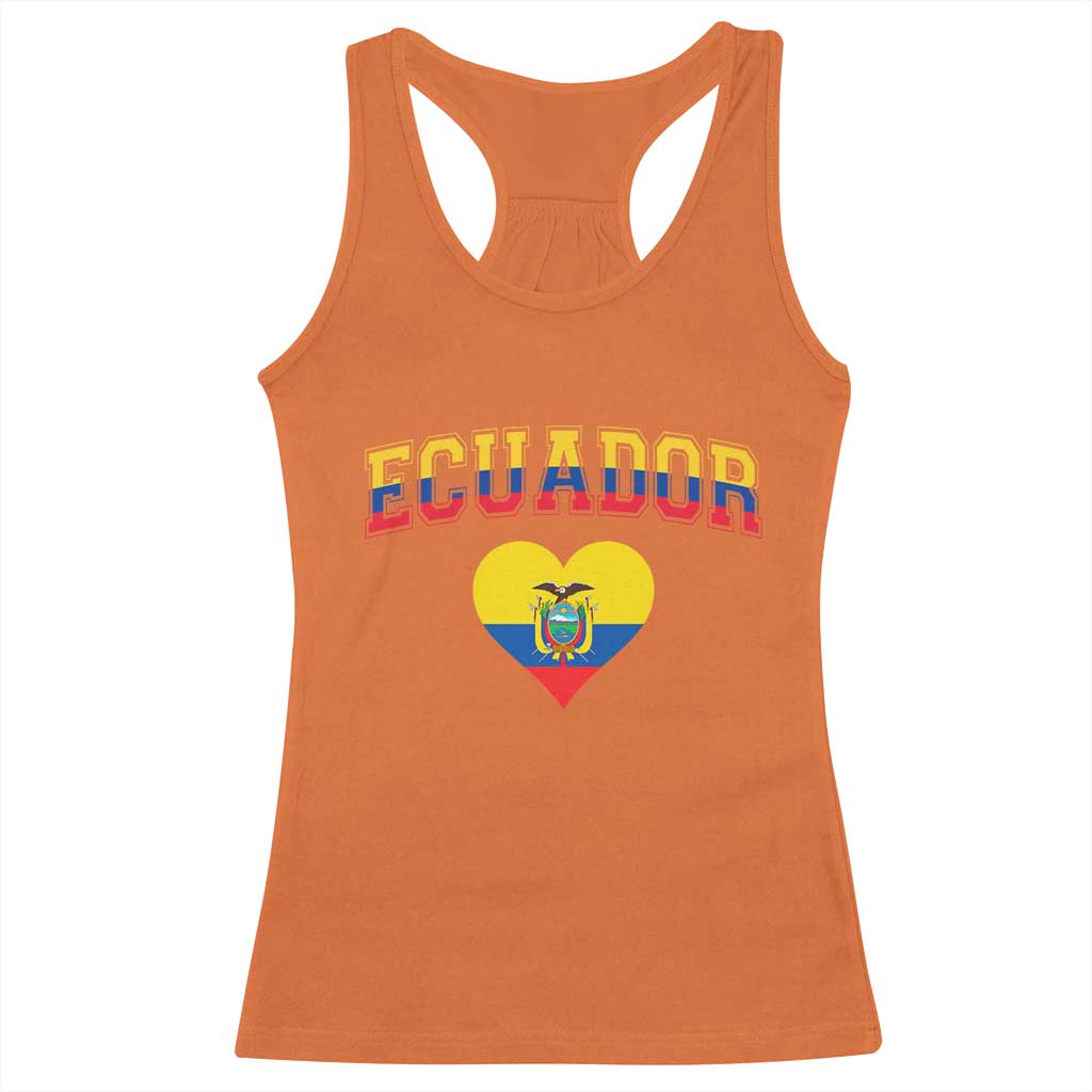 Vintage Ecuador Flag Heart Racerback Tank Top Proud Ecuadorian Heritage Gift