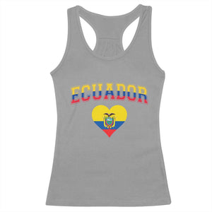 Vintage Ecuador Flag Heart Racerback Tank Top Proud Ecuadorian Heritage Gift
