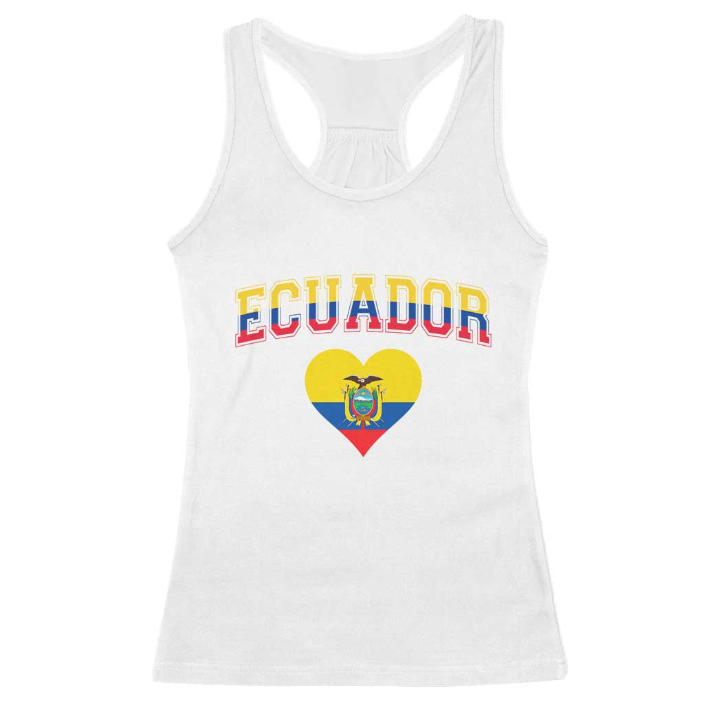 Vintage Ecuador Flag Heart Racerback Tank Top Proud Ecuadorian Heritage Gift TS12 White Print Your Wear