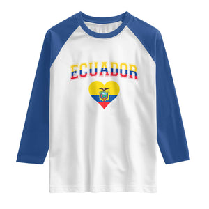 Vintage Ecuador Flag Heart Raglan Shirt Proud Ecuadorian Heritage Gift