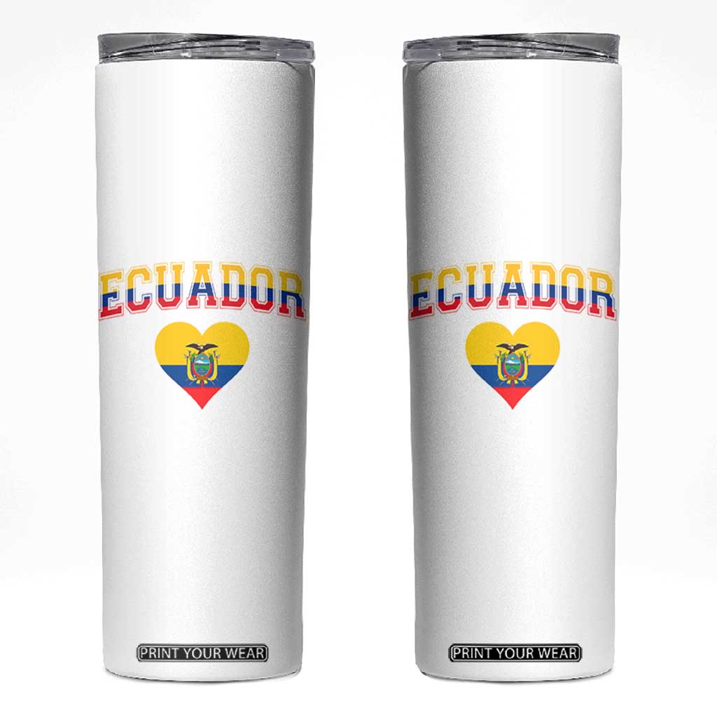 Vintage Ecuador Flag Heart Skinny Tumbler Proud Ecuadorian Heritage Gift