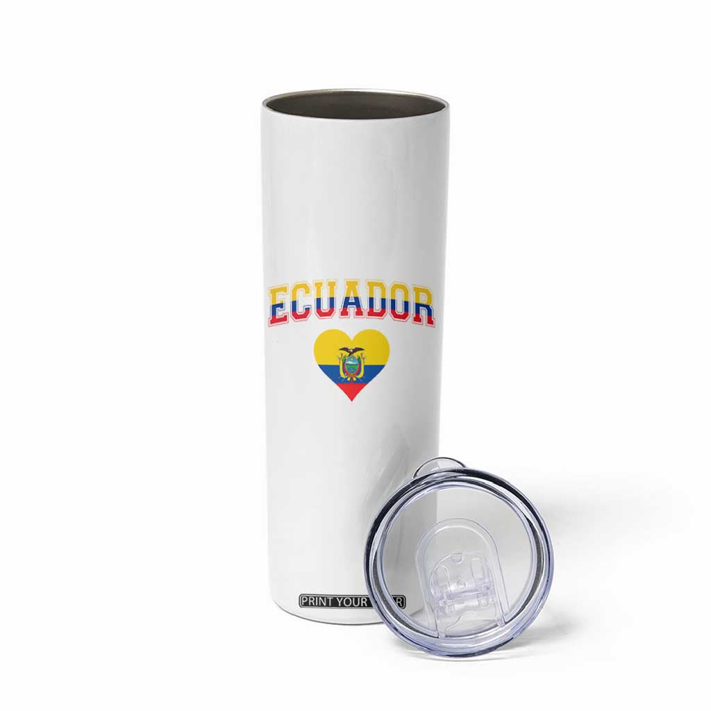 Vintage Ecuador Flag Heart Skinny Tumbler Proud Ecuadorian Heritage Gift