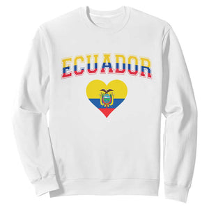 Vintage Ecuador Flag Heart Sweatshirt Proud Ecuadorian Heritage Gift